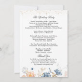 Floral Peach Blush Blue bruiloft programma (Achterkant)