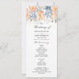 Floral Peach Blush Blue bruiloft programma