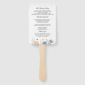 Floral Peach Blush Blue bruiloft programma Handwaaier (Achterkant)