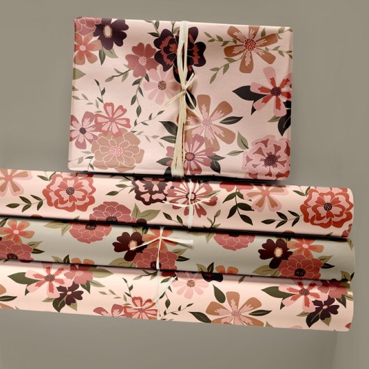 Floral Peach Botanical Decoupage Gift Inpakpapier Vel