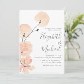 Floral Peach Coral Waterverf Wedding Kaart (Staand voorkant)