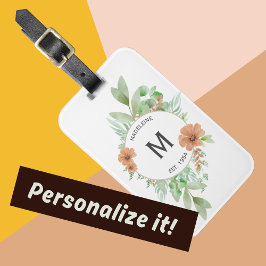 ‘Floral Peach’ design - Gepersonaliseerd Bagagelab Bagagelabel