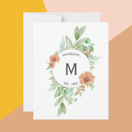 ‘Floral Peach’ design - Gepersonaliseerd wenskaart Feestdagenkaart