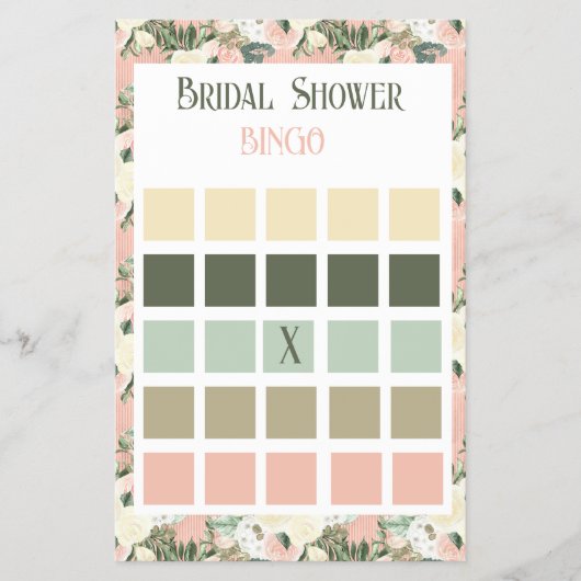 Floral Peach en Cream Vrijgezellenfeest Bingo Flyer (Voorkant)