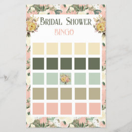 Floral Peach en Cream Vrijgezellenfeest Bingo Flyer