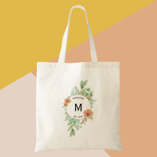 Floral Peach gepersonaliseerd verjaardagscadeau | Tote Bag