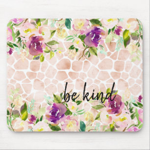 Floral Peach Giraffe Print Muismat