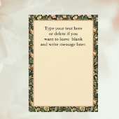 Floral Peach Green Cream William Morris Inspired  Bedankkaart