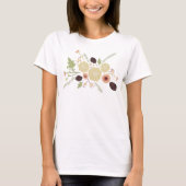 Floral peach Green Motif Flowers T-shirt (Voorkant)