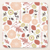 Floral Peach Green Whimsical Kartonnen Onderzetters (Voorkant)