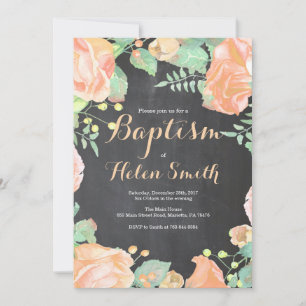 Floral Peach Ivory Baptism Kaart