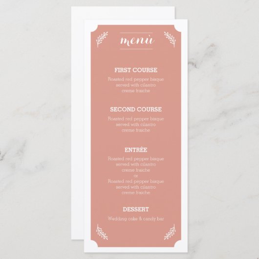 Floral&Peach Menù Menu (Voorkant / Achterkant)