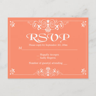 Floral Peach Oranje RSVP Wedding Party Response Uitnodiging Briefkaart