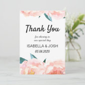 Floral Peach Peony Bedankt voor je kaarten (Staand voorkant)