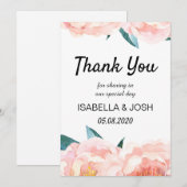 Floral Peach Peony Bedankt voor je kaarten (Voorkant / Achterkant)