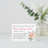 Floral Peach Peony Books for Baby Request Shower Informatiekaartje (Staand voorkant)