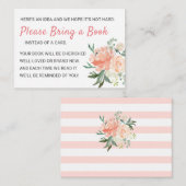 Floral Peach Peony Books for Baby Request Shower Informatiekaartje (Voorkant / Achterkant)