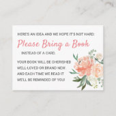 Floral Peach Peony Books for Baby Request Shower Informatiekaartje (Voorkant)