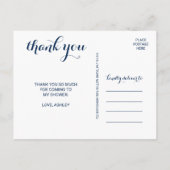 Floral Peach Pink and Navy Waterverf Dank u wel Briefkaart (Achterkant)