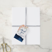 Floral Peach Pink and Navy Waterverf Dank u wel Cadeaulabel (Met Touw)
