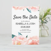 Floral Peach Pink Peony Bewaar de datum Save The Date (Staand voorkant)