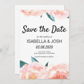 Floral Peach Pink Peony Bewaar de datum Save The Date (Voorkant / Achterkant)