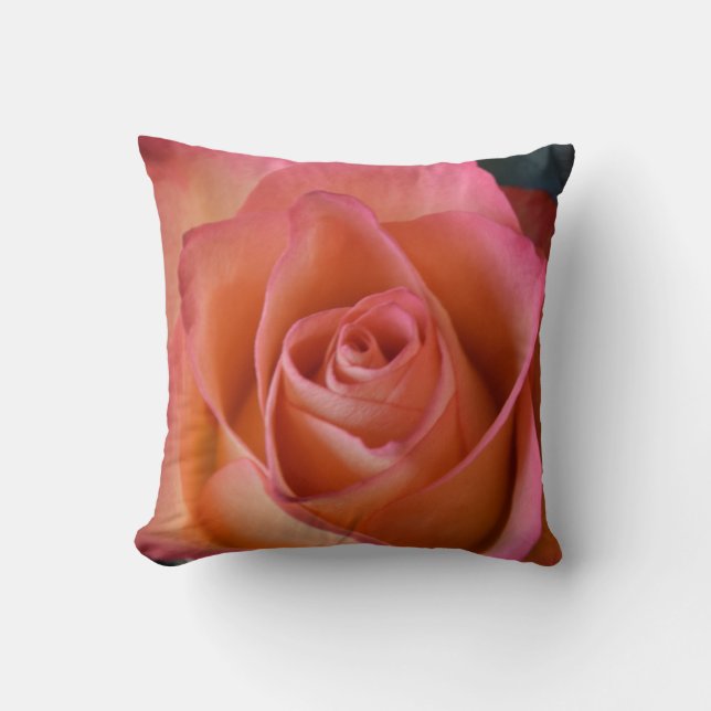 Floral Peach Pink Rose Sierkussen (Voorkant)