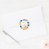 Floral Peach Pumpkin Baby shower Bedankt Ronde Sticker (Envelop)