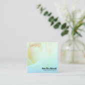 *~* Floral Peach Roos Glitter Aqua Visitekaartje (Staand voorkant)