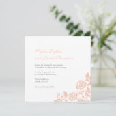 Floral Peach Roos Lace Square Weddenschap Kaart (Staand voorkant)