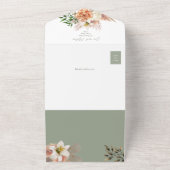 Floral Peach & Sage Green Huwelijksuitnodiging All In One Uitnodiging (Buitenkant)