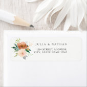 Floral Peach Wedding Envelope Retouradres Etiket (Insitu)