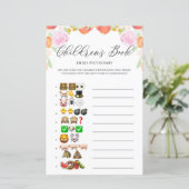 Floral Peaches Emoji Pictionary Baby shower Game (Staand voorkant)