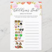 Floral Peaches Emoji Pictionary Baby shower Game (Voorkant)