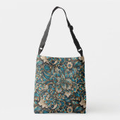 Floral Peacock Blue Mandala Crossbody Tas (Achterkant)