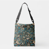Floral Peacock Blue Mandala Crossbody Tas (Voorkant)
