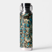 Floral Peacock Blue Mandala Waterfles (Voorkant)