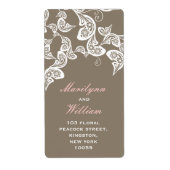 Floral Peacock Boho Chic Wedding Adresetiketten Etiket (Voorkant)