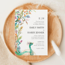 Floral Peacock Chinoiserie Garden Weddenschap