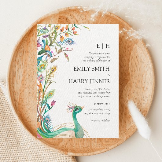 Floral Peacock Chinoiserie Garden Weddenschap