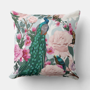 Floral Peacock Country Waterverf Pillow Kussen