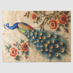 Floral Peacock Decoupage Tissuepapier