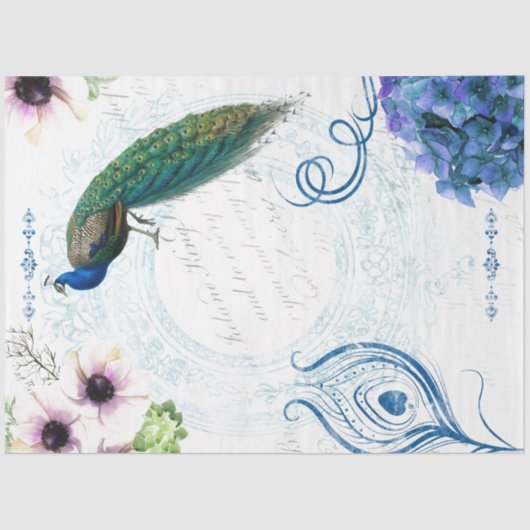 Floral Peacock-deportpapier Tissuepapier (Voorkant)