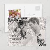  Floral Peacock Foto slaat de datum op Aankondigingskaart (Voorkant / Achterkant)