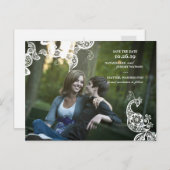  Floral Peacock Foto slaat de datum op Aankondigingskaart (Voorkant / Achterkant)