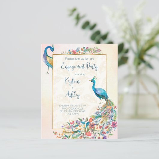 Floral Peacock op uitnodiging van de begrotingspar (Staand voorkant)