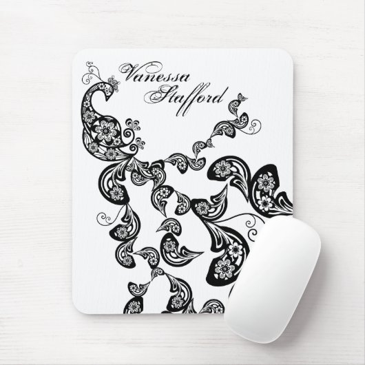 Floral Peacock Pattern Custom Gift Mousepad Muismat (Met muis)