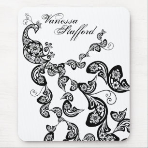 Floral Peacock Pattern Custom Gift Mousepad Muismat