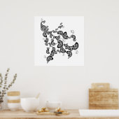 Floral Peacock Pattern Custom Poster (Keuken)