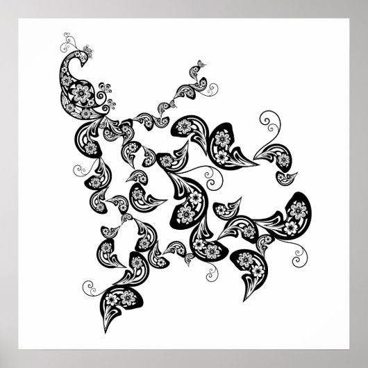 Floral Peacock Pattern Custom Poster (Voorkant)